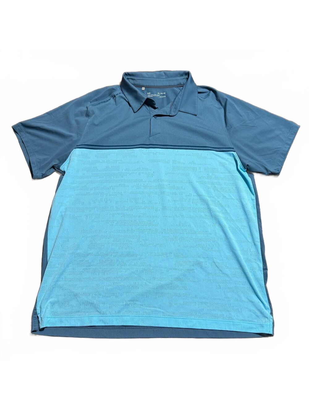 Under Armour Mens HeatGear Loose Golf Polo XL Blue Colorblock Performance